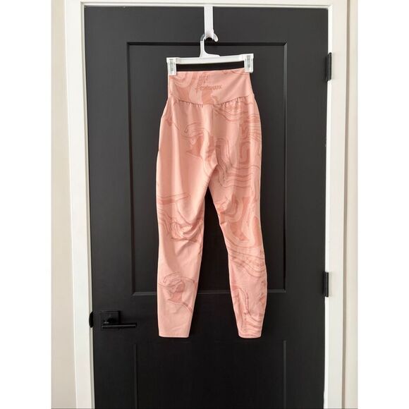 Gymshark GS Power Bottoms Light Pink Marble Print Gym Pants Joggers High Waist S - Picture 6 of 7